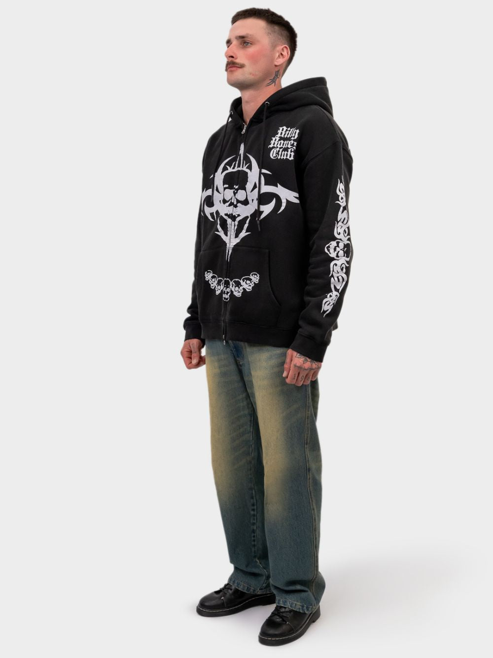 Anarchy Zip-up Hoodie - Vintage Black