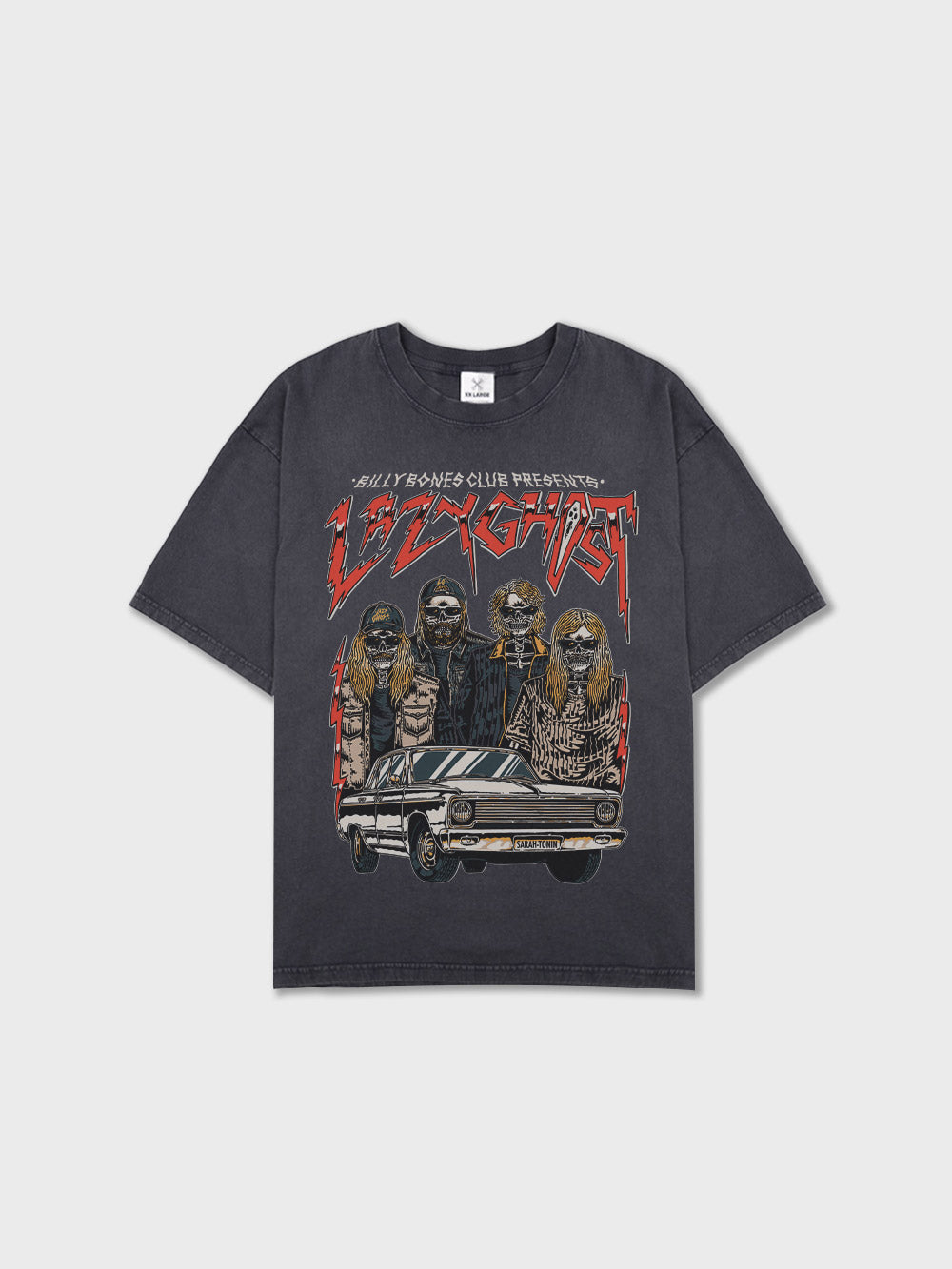 Lazy Ghost x Bones Collab Tee - Washed Black